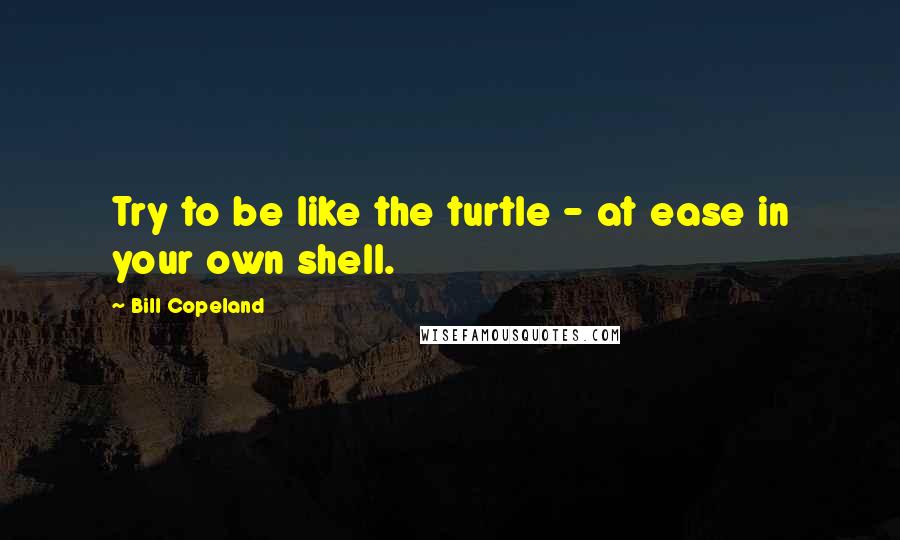 Bill Copeland Quotes: Try to be like the turtle - at ease in your own shell.