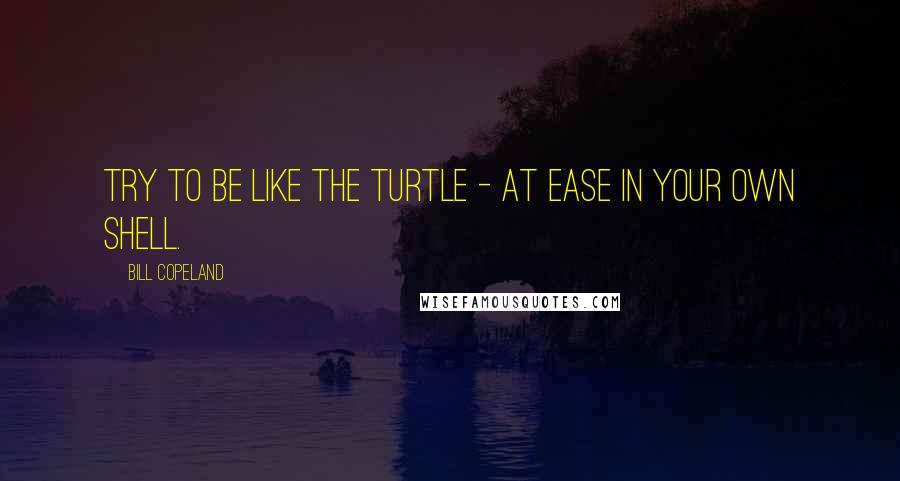 Bill Copeland Quotes: Try to be like the turtle - at ease in your own shell.