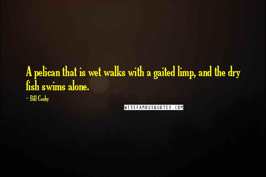 Bill Cosby Quotes: A pelican that is wet walks with a gaited limp, and the dry fish swims alone.