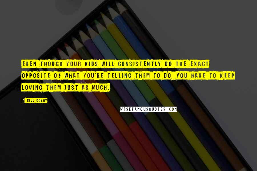 Bill Cosby Quotes: Even though your kids will consistently do the exact opposite of what you're telling them to do, you have to keep loving them just as much.