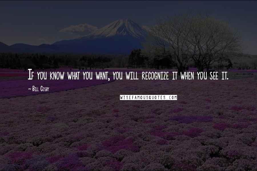 Bill Cosby Quotes: If you know what you want, you will recognize it when you see it.