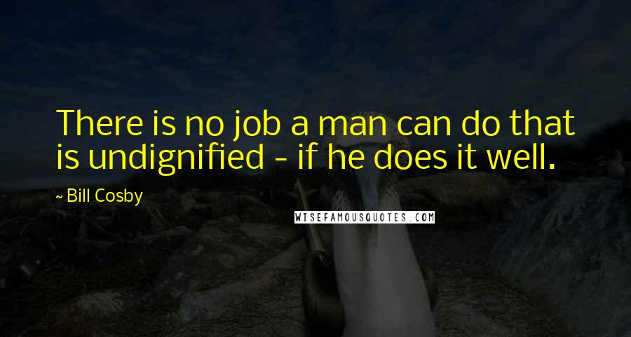 Bill Cosby Quotes: There is no job a man can do that is undignified - if he does it well.