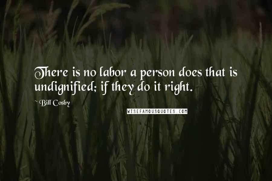 Bill Cosby Quotes: There is no labor a person does that is undignified; if they do it right.