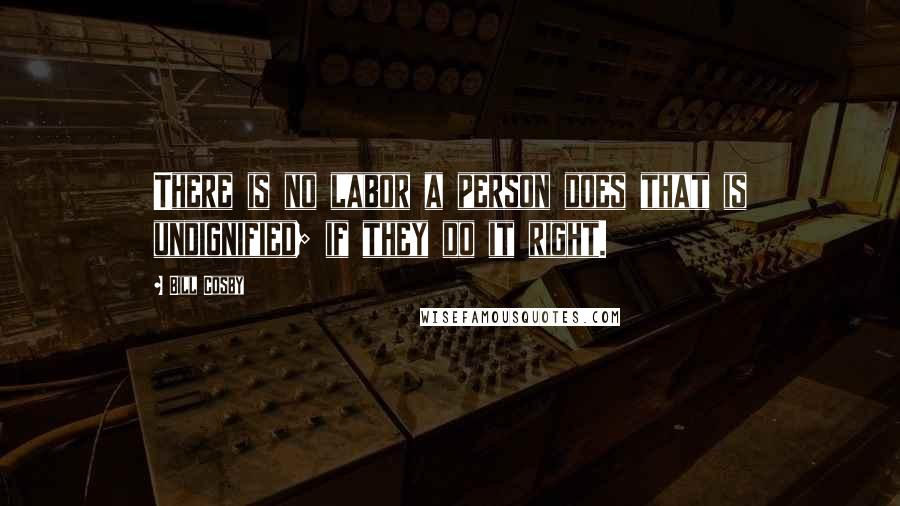 Bill Cosby Quotes: There is no labor a person does that is undignified; if they do it right.