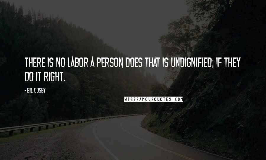 Bill Cosby Quotes: There is no labor a person does that is undignified; if they do it right.