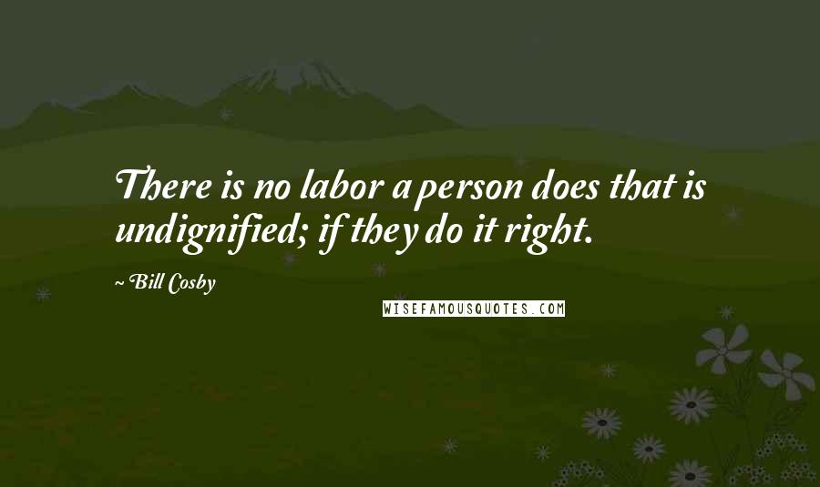 Bill Cosby Quotes: There is no labor a person does that is undignified; if they do it right.