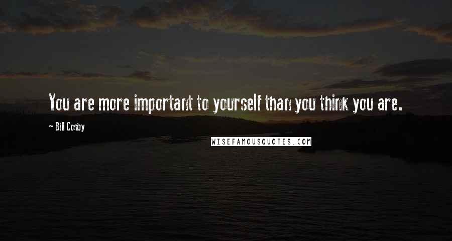 Bill Cosby Quotes: You are more important to yourself than you think you are.