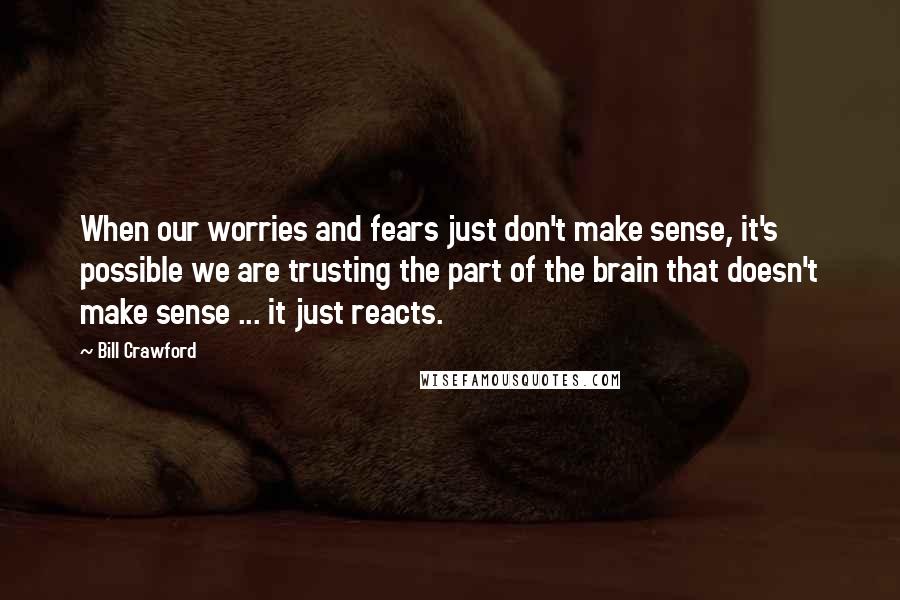 Bill Crawford Quotes: When our worries and fears just don't make sense, it's possible we are trusting the part of the brain that doesn't make sense ... it just reacts.