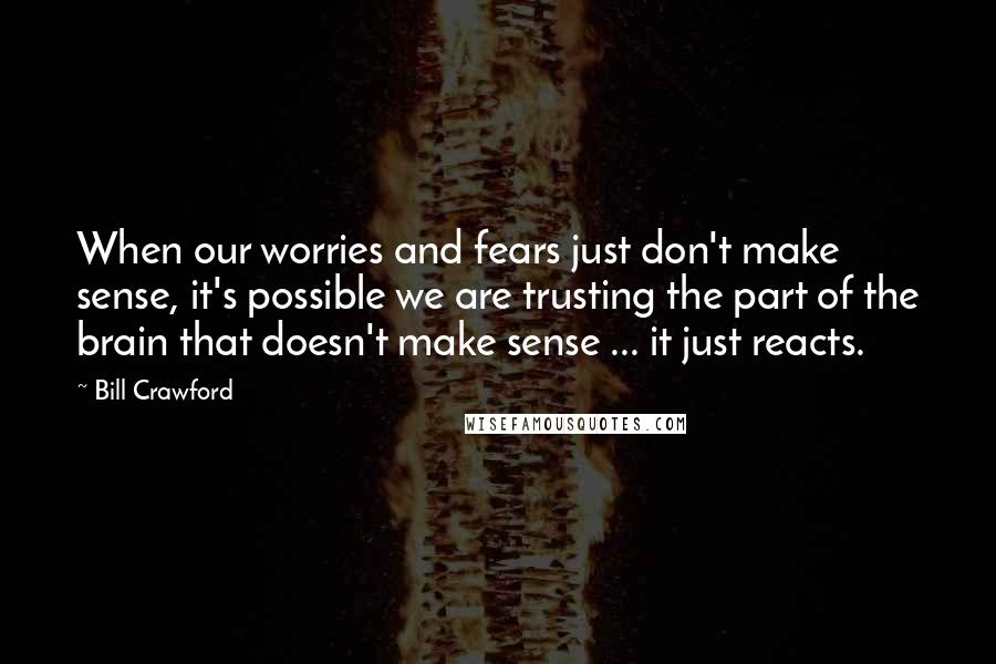 Bill Crawford Quotes: When our worries and fears just don't make sense, it's possible we are trusting the part of the brain that doesn't make sense ... it just reacts.