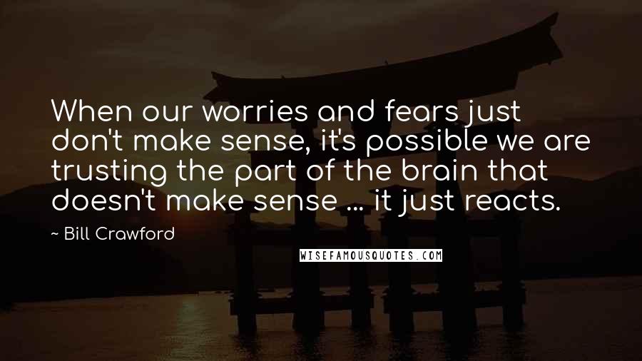 Bill Crawford Quotes: When our worries and fears just don't make sense, it's possible we are trusting the part of the brain that doesn't make sense ... it just reacts.