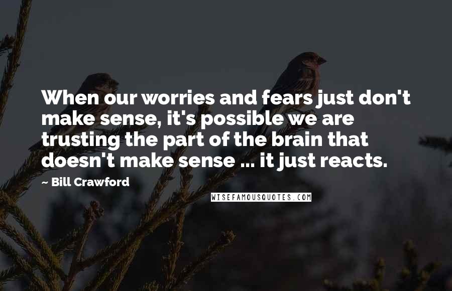 Bill Crawford Quotes: When our worries and fears just don't make sense, it's possible we are trusting the part of the brain that doesn't make sense ... it just reacts.