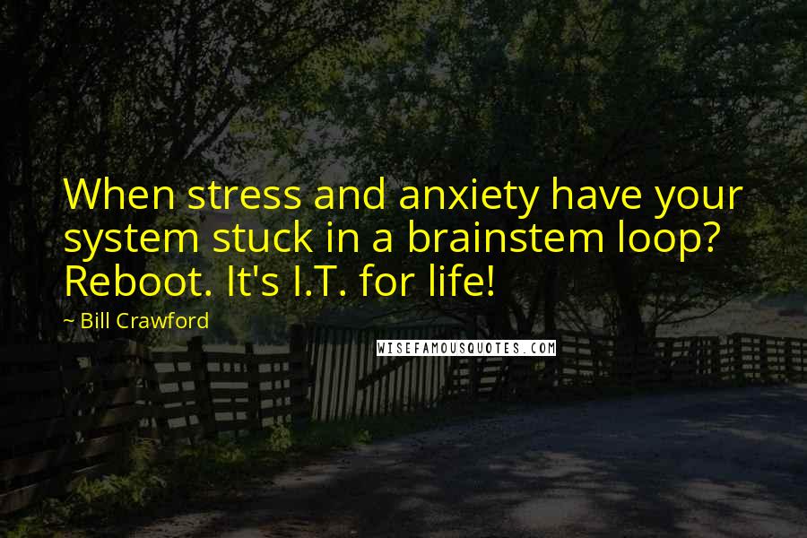 Bill Crawford Quotes: When stress and anxiety have your system stuck in a brainstem loop? Reboot. It's I.T. for life!