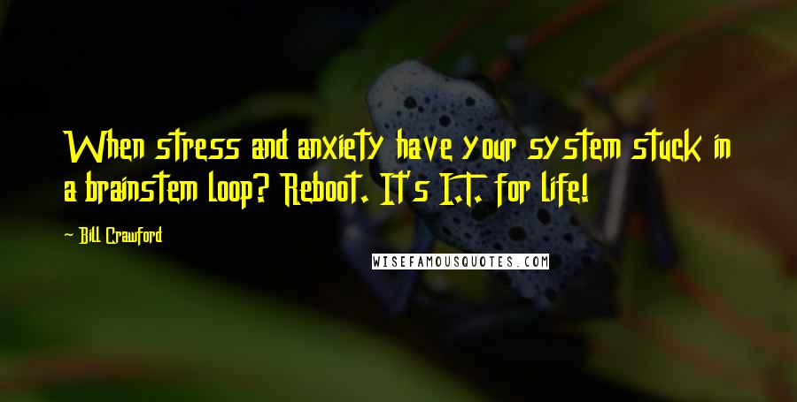 Bill Crawford Quotes: When stress and anxiety have your system stuck in a brainstem loop? Reboot. It's I.T. for life!