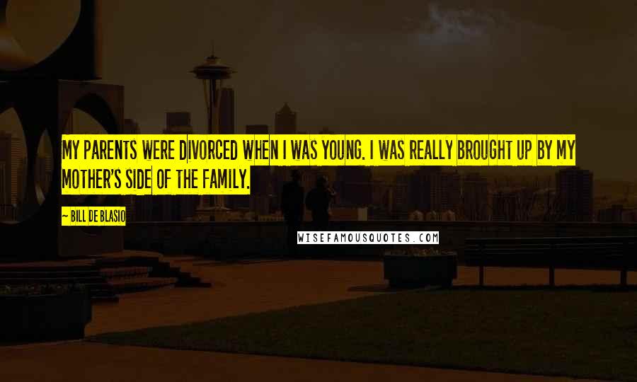 Bill De Blasio Quotes: My parents were divorced when I was young. I was really brought up by my mother's side of the family.