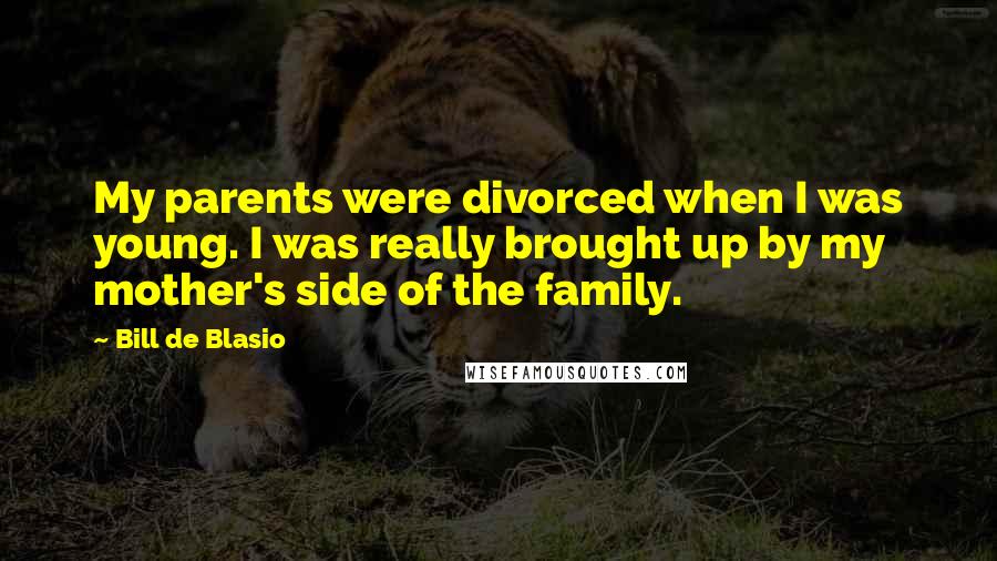 Bill De Blasio Quotes: My parents were divorced when I was young. I was really brought up by my mother's side of the family.