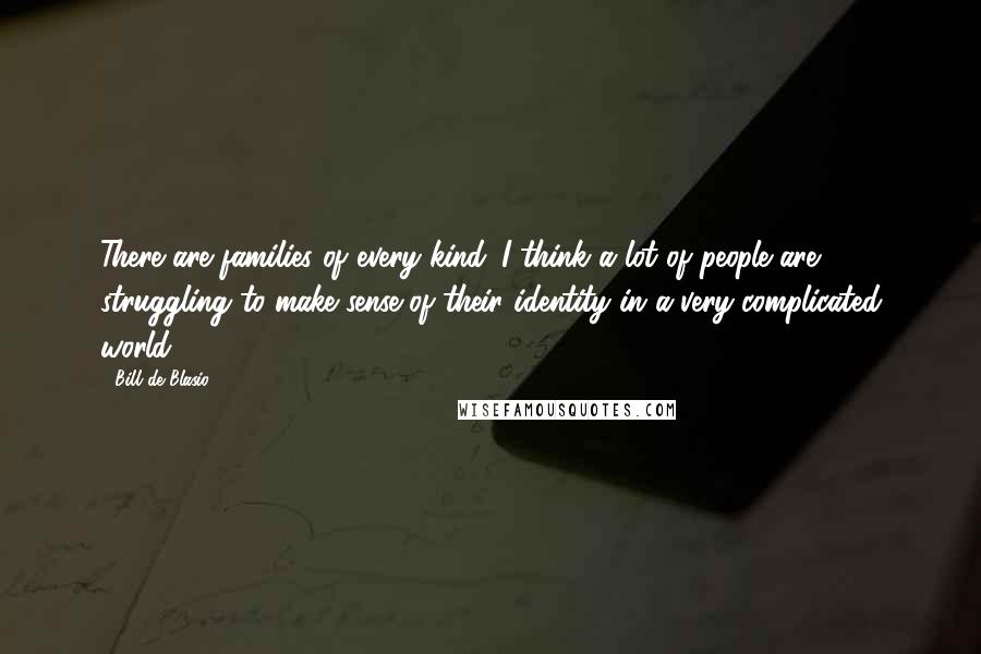 Bill De Blasio Quotes: There are families of every kind. I think a lot of people are struggling to make sense of their identity in a very complicated world.
