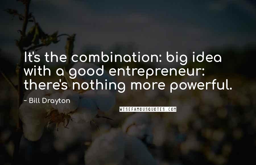 Bill Drayton Quotes: It's the combination: big idea with a good entrepreneur: there's nothing more powerful.