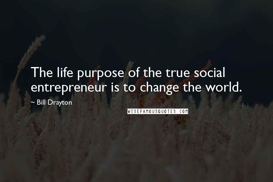 Bill Drayton Quotes: The life purpose of the true social entrepreneur is to change the world.