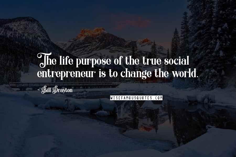 Bill Drayton Quotes: The life purpose of the true social entrepreneur is to change the world.