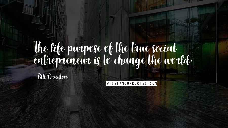 Bill Drayton Quotes: The life purpose of the true social entrepreneur is to change the world.
