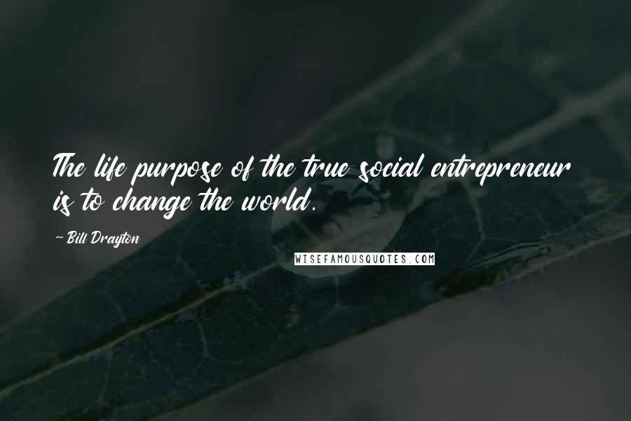 Bill Drayton Quotes: The life purpose of the true social entrepreneur is to change the world.
