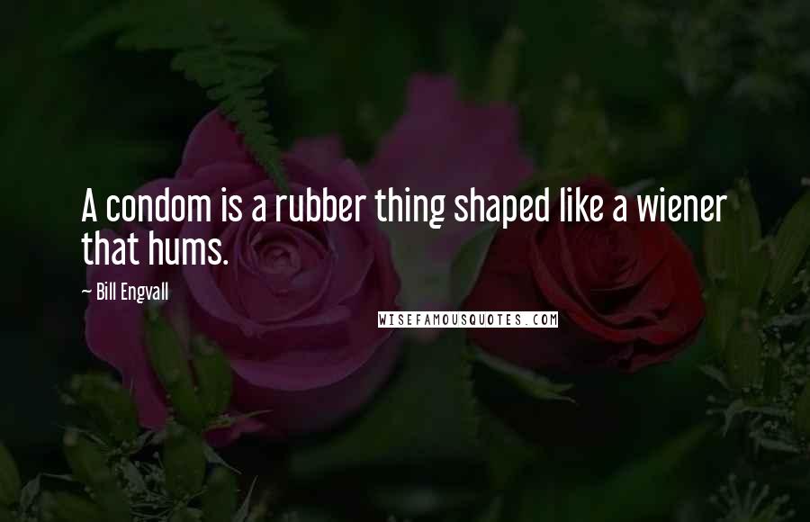 Bill Engvall Quotes: A condom is a rubber thing shaped like a wiener that hums.