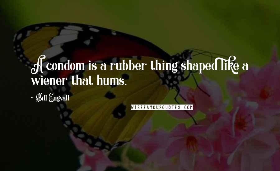 Bill Engvall Quotes: A condom is a rubber thing shaped like a wiener that hums.