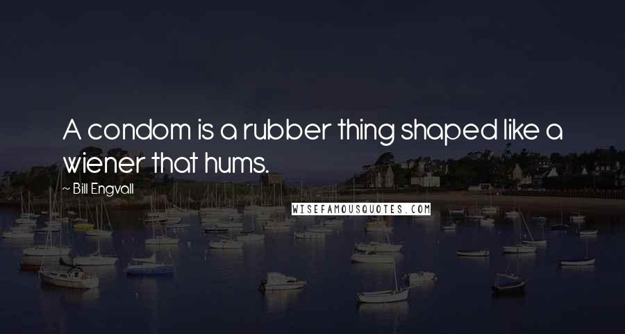 Bill Engvall Quotes: A condom is a rubber thing shaped like a wiener that hums.