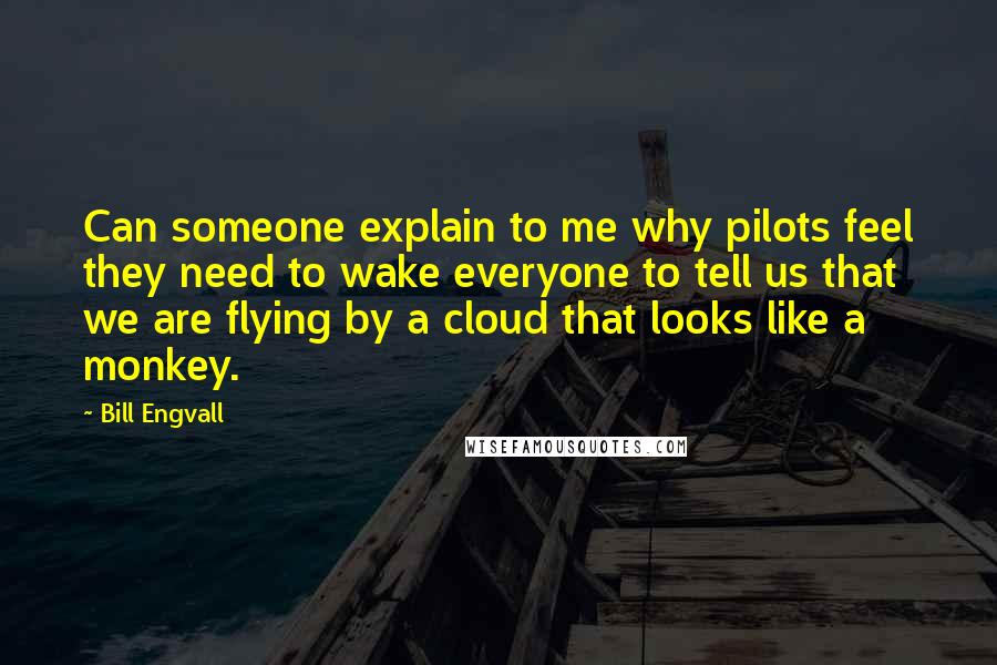 Bill Engvall Quotes: Can someone explain to me why pilots feel they need to wake everyone to tell us that we are flying by a cloud that looks like a monkey.