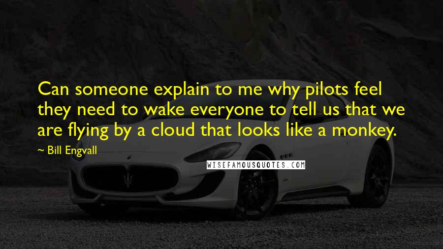 Bill Engvall Quotes: Can someone explain to me why pilots feel they need to wake everyone to tell us that we are flying by a cloud that looks like a monkey.