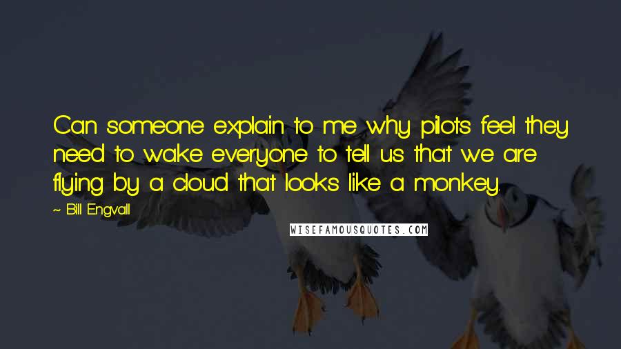 Bill Engvall Quotes: Can someone explain to me why pilots feel they need to wake everyone to tell us that we are flying by a cloud that looks like a monkey.