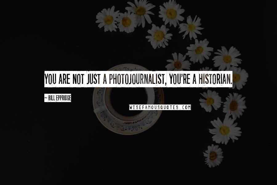 Bill Eppridge Quotes: You are not just a photojournalist, you're a historian.