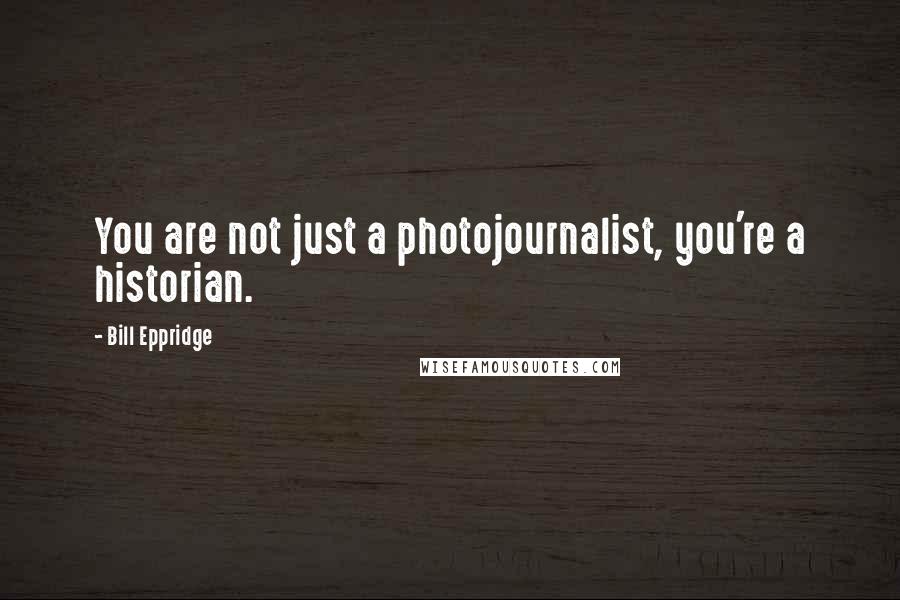 Bill Eppridge Quotes: You are not just a photojournalist, you're a historian.