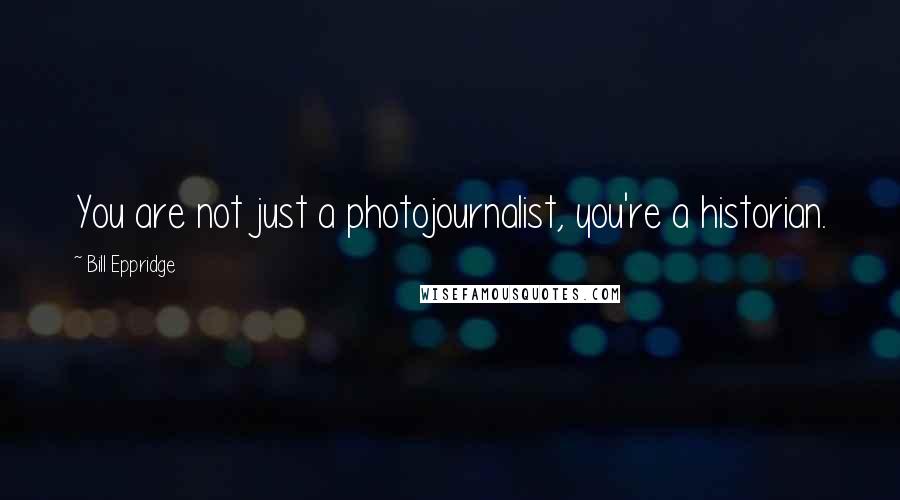 Bill Eppridge Quotes: You are not just a photojournalist, you're a historian.