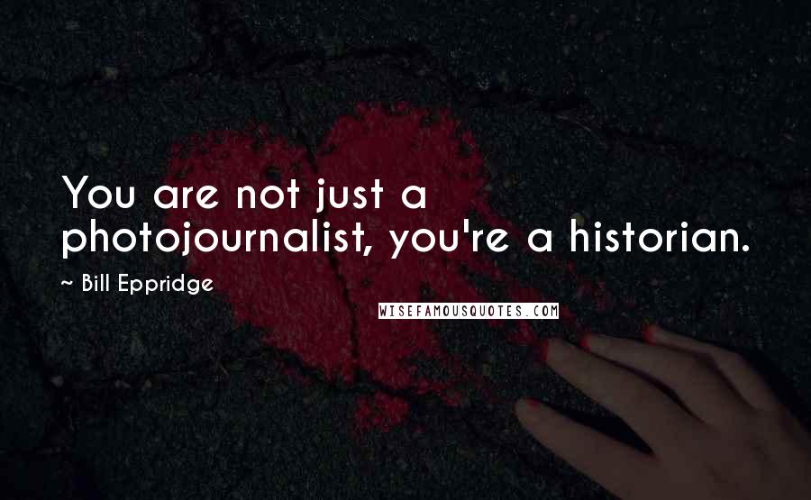 Bill Eppridge Quotes: You are not just a photojournalist, you're a historian.