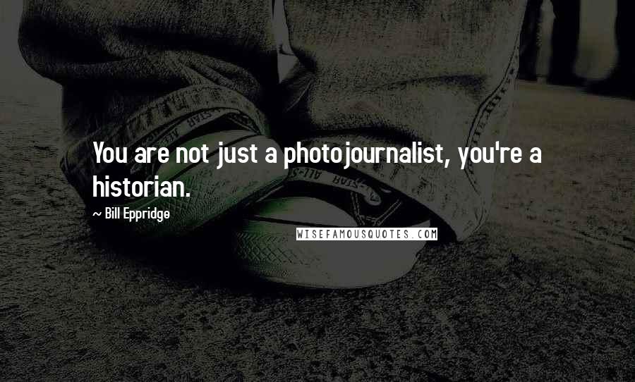 Bill Eppridge Quotes: You are not just a photojournalist, you're a historian.