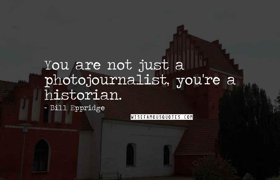 Bill Eppridge Quotes: You are not just a photojournalist, you're a historian.