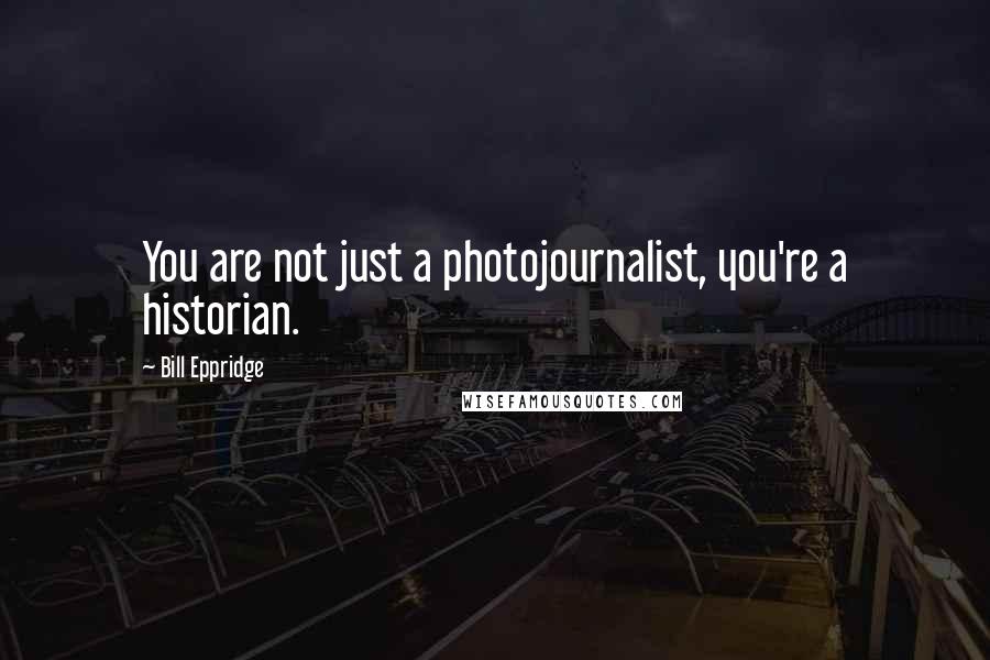 Bill Eppridge Quotes: You are not just a photojournalist, you're a historian.