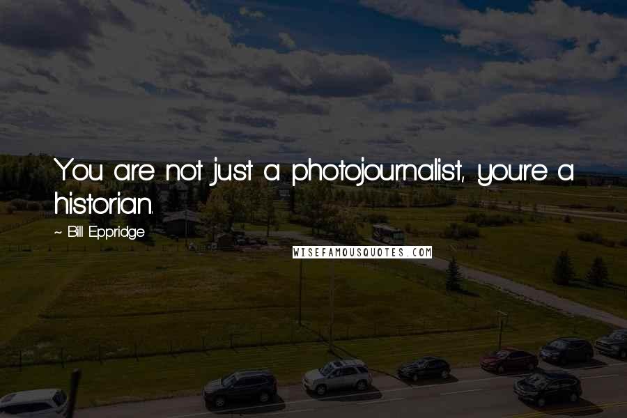 Bill Eppridge Quotes: You are not just a photojournalist, you're a historian.