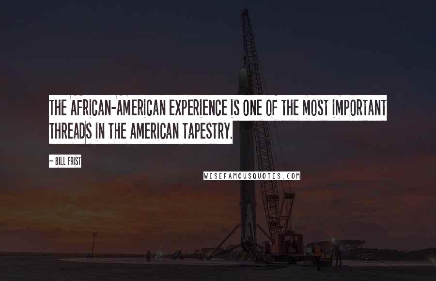 Bill Frist Quotes: The African-American experience is one of the most important threads in the American tapestry.