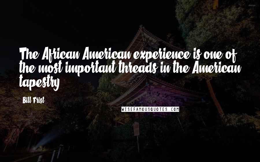 Bill Frist Quotes: The African-American experience is one of the most important threads in the American tapestry.