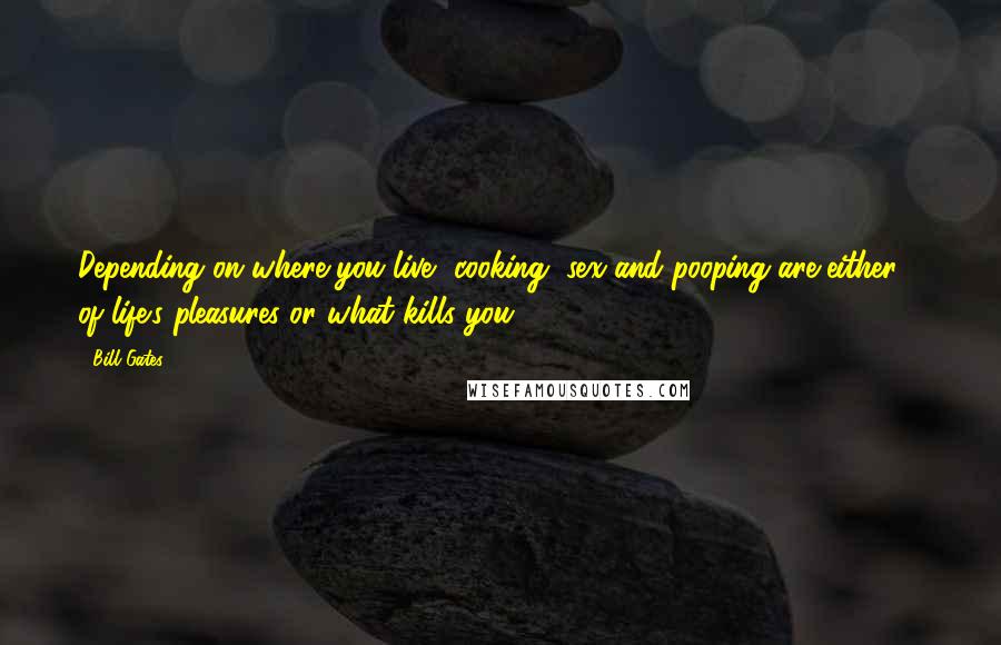 Bill Gates Quotes: Depending on where you live, cooking, sex and pooping are either 3 of life's pleasures or what kills you