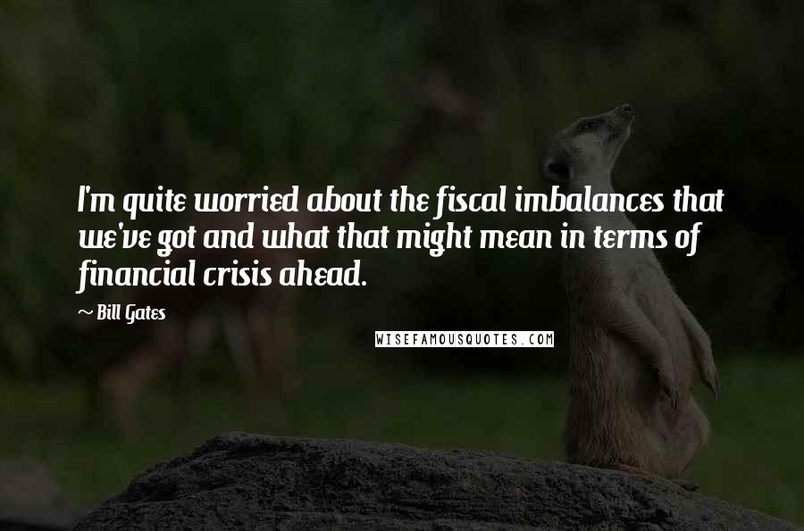 Bill Gates Quotes: I'm quite worried about the fiscal imbalances that we've got and what that might mean in terms of financial crisis ahead.