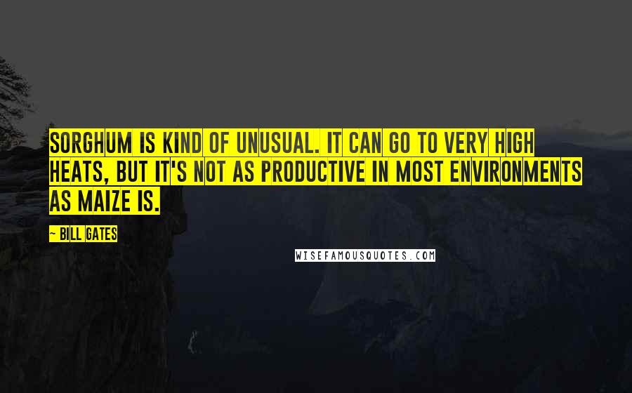 Bill Gates Quotes: Sorghum is kind of unusual. It can go to very high heats, but it's not as productive in most environments as maize is.
