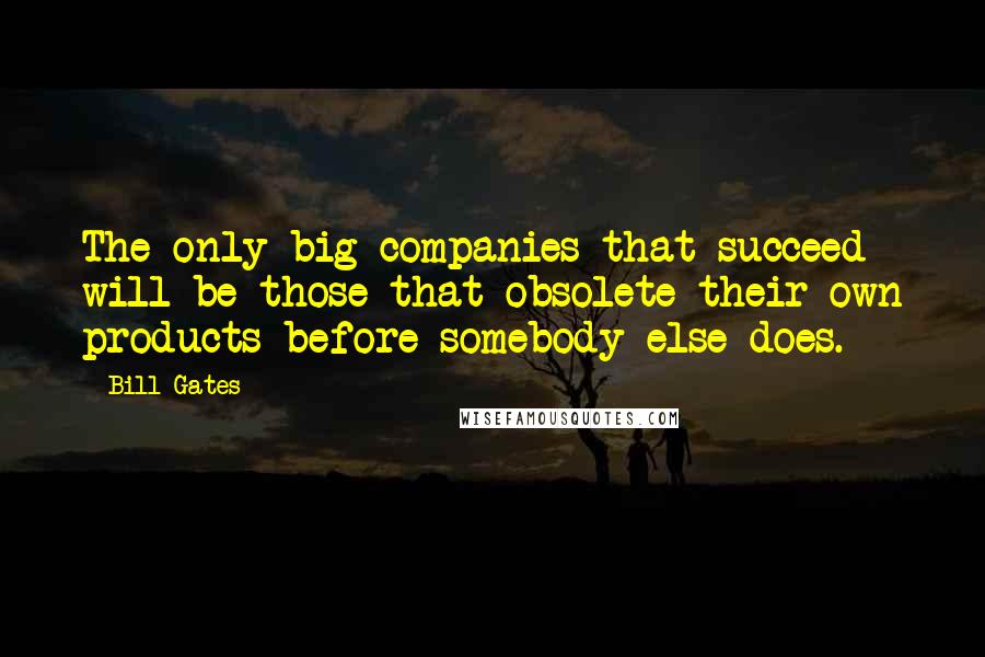 Bill Gates Quotes: The only big companies that succeed will be those that obsolete their own products before somebody else does.