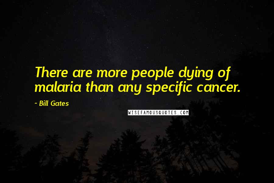 Bill Gates Quotes: There are more people dying of malaria than any specific cancer.
