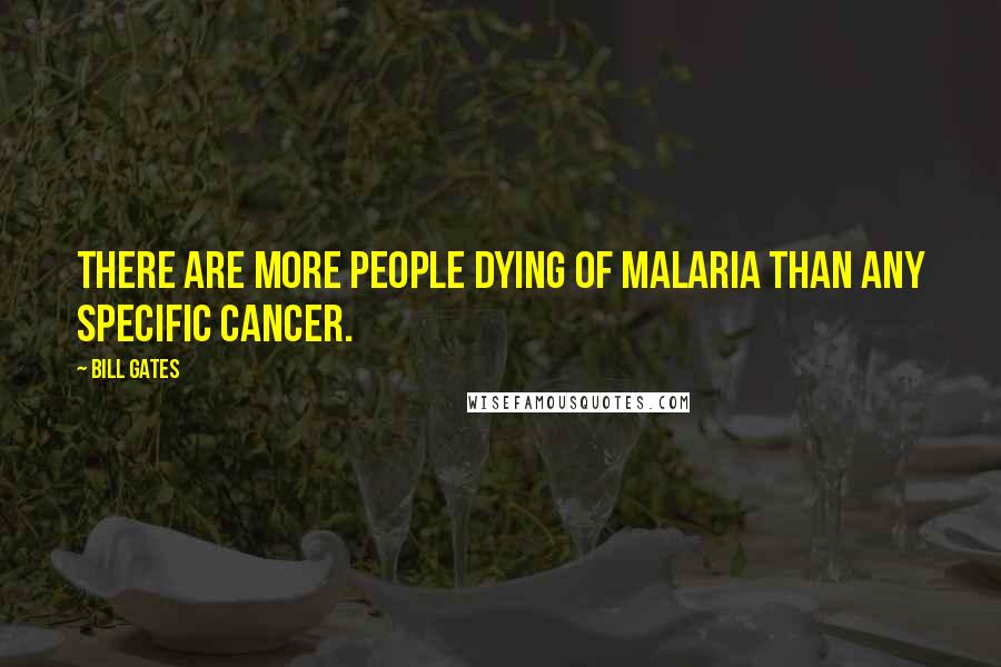 Bill Gates Quotes: There are more people dying of malaria than any specific cancer.