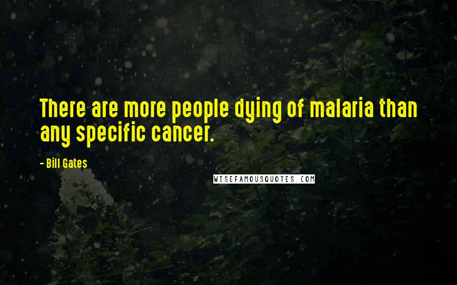 Bill Gates Quotes: There are more people dying of malaria than any specific cancer.