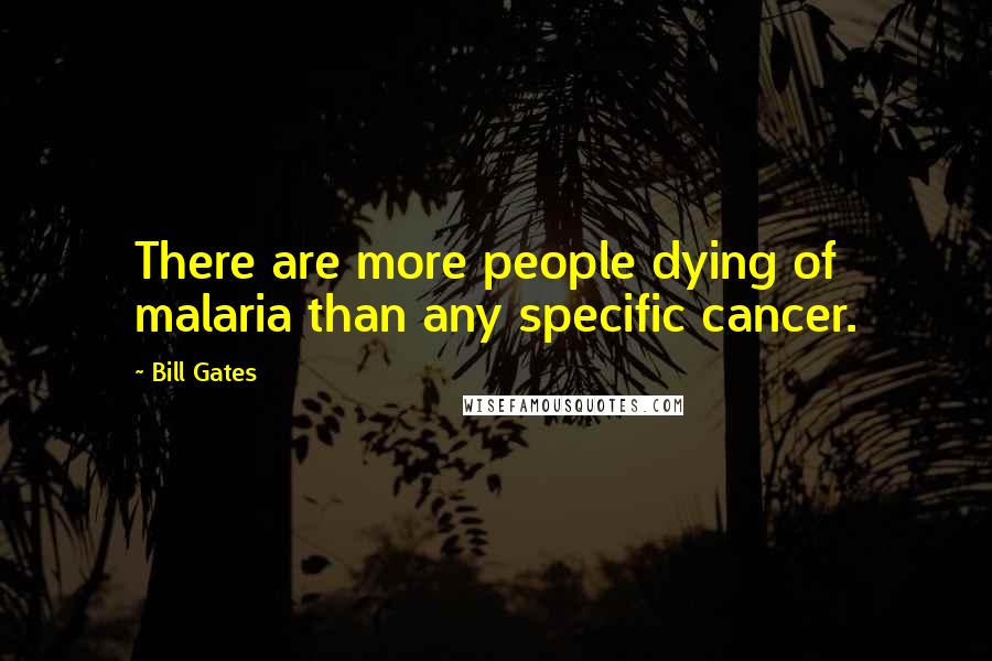 Bill Gates Quotes: There are more people dying of malaria than any specific cancer.
