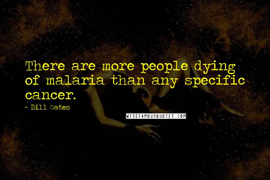 Bill Gates Quotes: There are more people dying of malaria than any specific cancer.